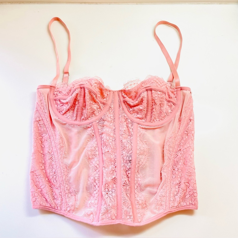 Dealmore Pink Lace Corset Bustier Bodice SZ M
